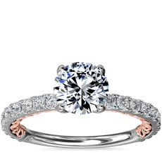 14k 玫瑰金及白金皇家雙色調鑽石訂婚戒指（1/2 克拉總重量）
